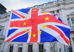 Bandera de UK y Unión Europea